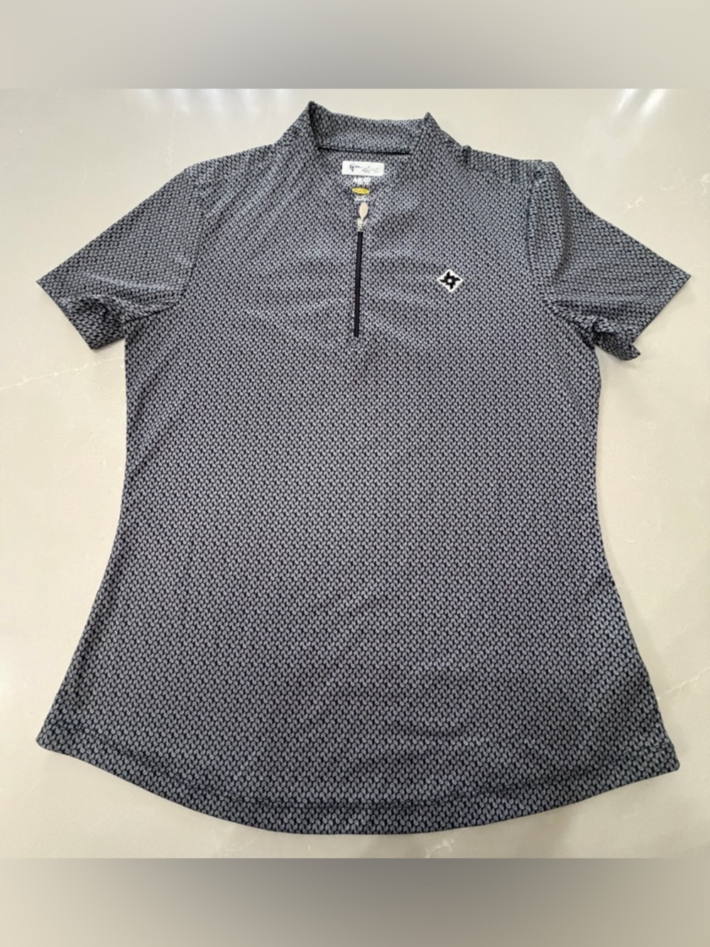 Greg Norman ML75 2Below Women's Short Sleeve Zip Polo Golf Microprint, M
